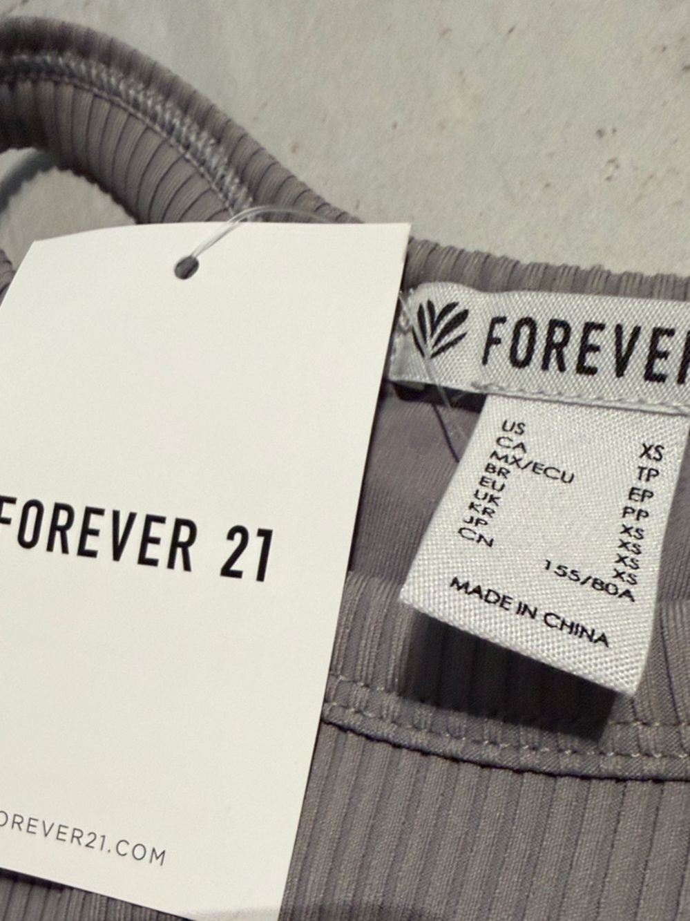 Forever 21 Charcoal Ribbed High-Neck Crop Tank - Picture 2 of 3